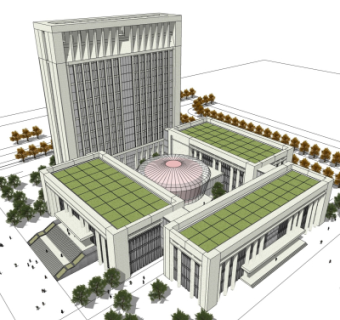现代行政办公楼su模型