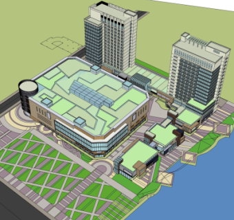 现代商业区规划su模型