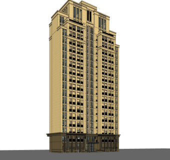 新古典高层公寓楼su模型