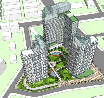 现代商业区规划su模型