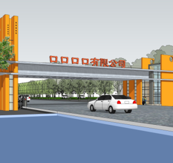 现代建筑门头su模型