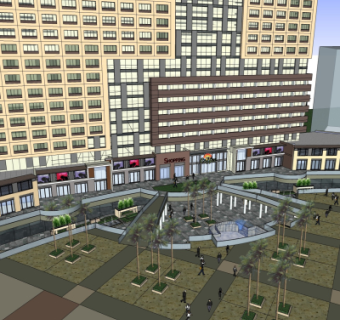 现代商业街su模型