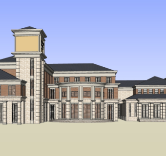 新古典酒店外观su模型