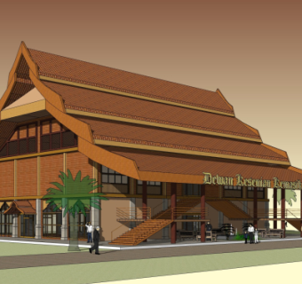 东南亚饭店外观su模型