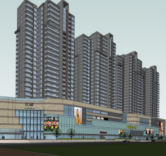 现代商业广场su模型