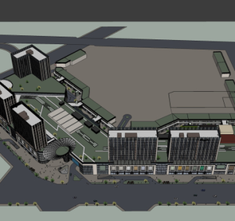 现代商业街su模型