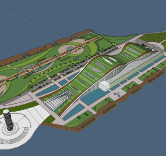 现代商业区规划su模型
