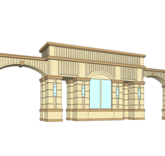 新古典小区入户门免费su模型