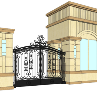 新古典小区入户门免费su模型
