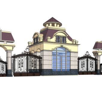 欧式古典小区入口免费su模型