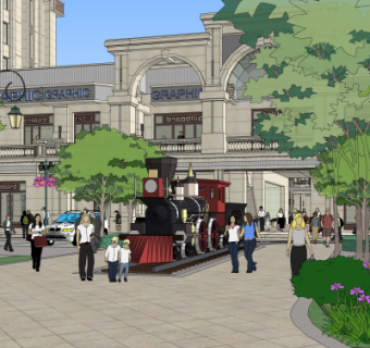 新古典商业街su模型