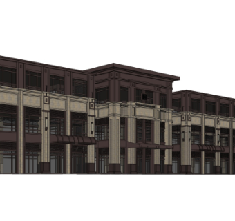 新古典沿街商业建筑su模型