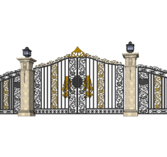 欧式古典铁艺大门su模型
