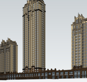 新古典高层公寓楼su模型