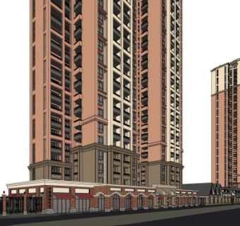 新古典高层公寓楼su模型