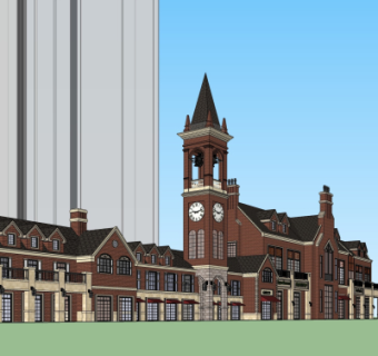 欧式沿街商业建筑su模型