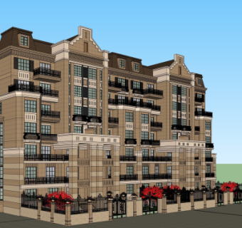 新古典高层公寓楼su模型