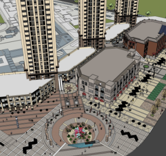 新古典商业广场su模型