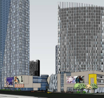 现代商业街su模型