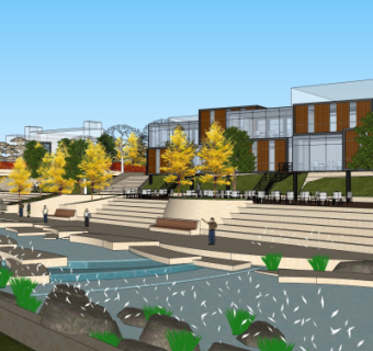 现代沿河景观su模型