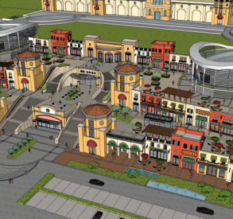 欧式商业街su模型