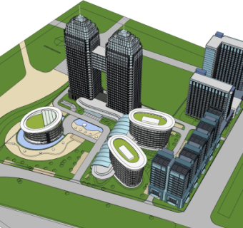 现代商业区规划su模型