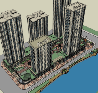 新古典商业街su模型