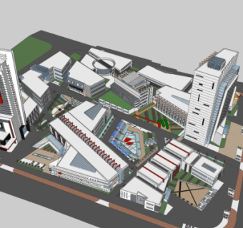 现代商业区规划su模型