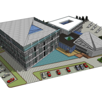 现代办公楼su模型