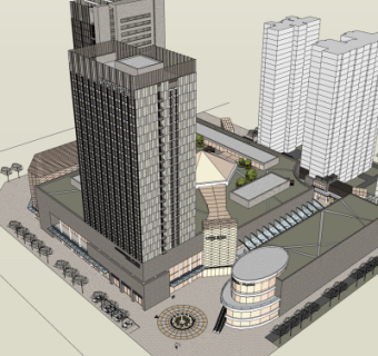 现代商业广场su模型