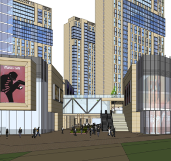 现代商业街su模型