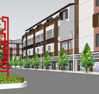 新中式沿街商业建筑su模型