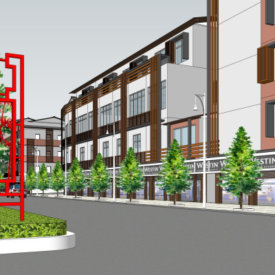 新中式沿街商业建筑su模型