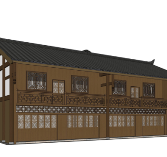 中式古建殿宇su模型