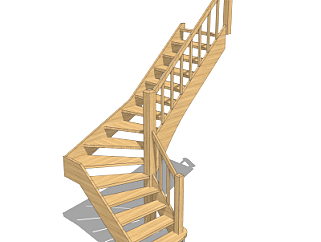 自然风实木楼梯su模型