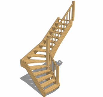 自然风实木楼梯su模型