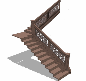 新中式实木楼梯su模型