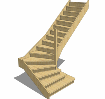自然风实木楼梯su模型
