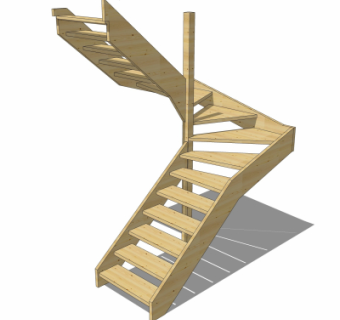 自然风实木楼梯su模型