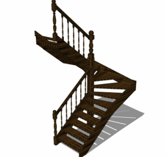 新中式楼梯su模型