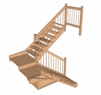 自然风实木楼梯su模型