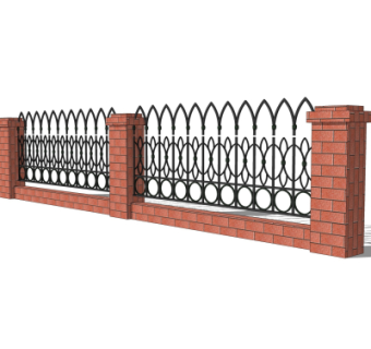 简欧围墙护栏su模型