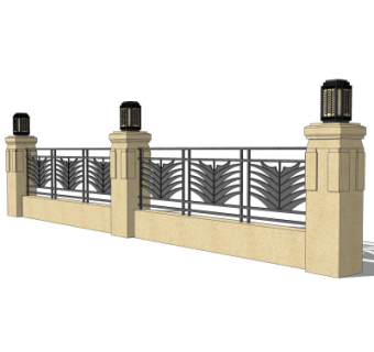 简欧围墙护栏su模型