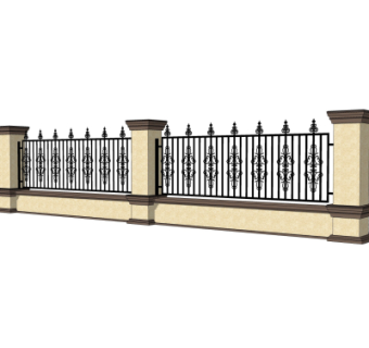 简欧围墙护栏su模型