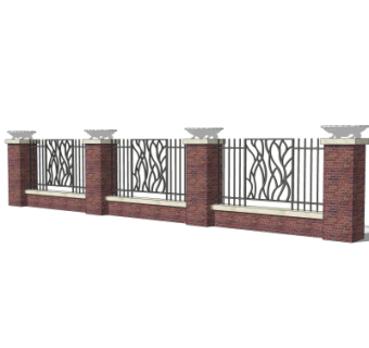 现代围墙护栏su模型
