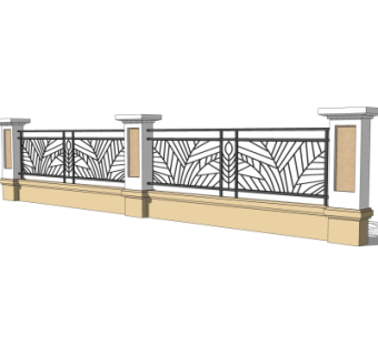 现代围墙护栏su模型