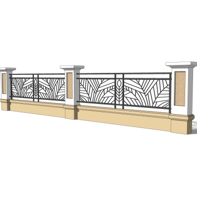现代围墙护栏su模型