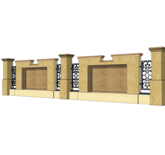 现代围墙护栏su模型