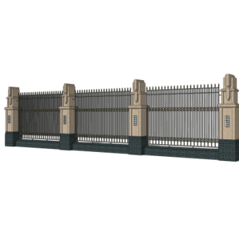 新中式围墙护栏su模型