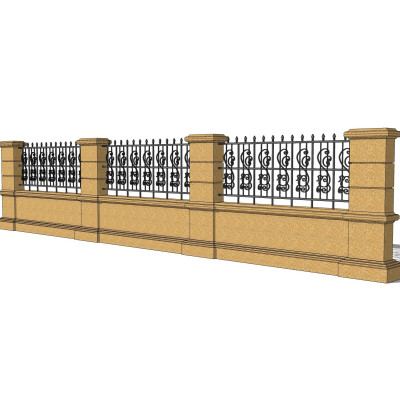 现代围墙护栏su模型